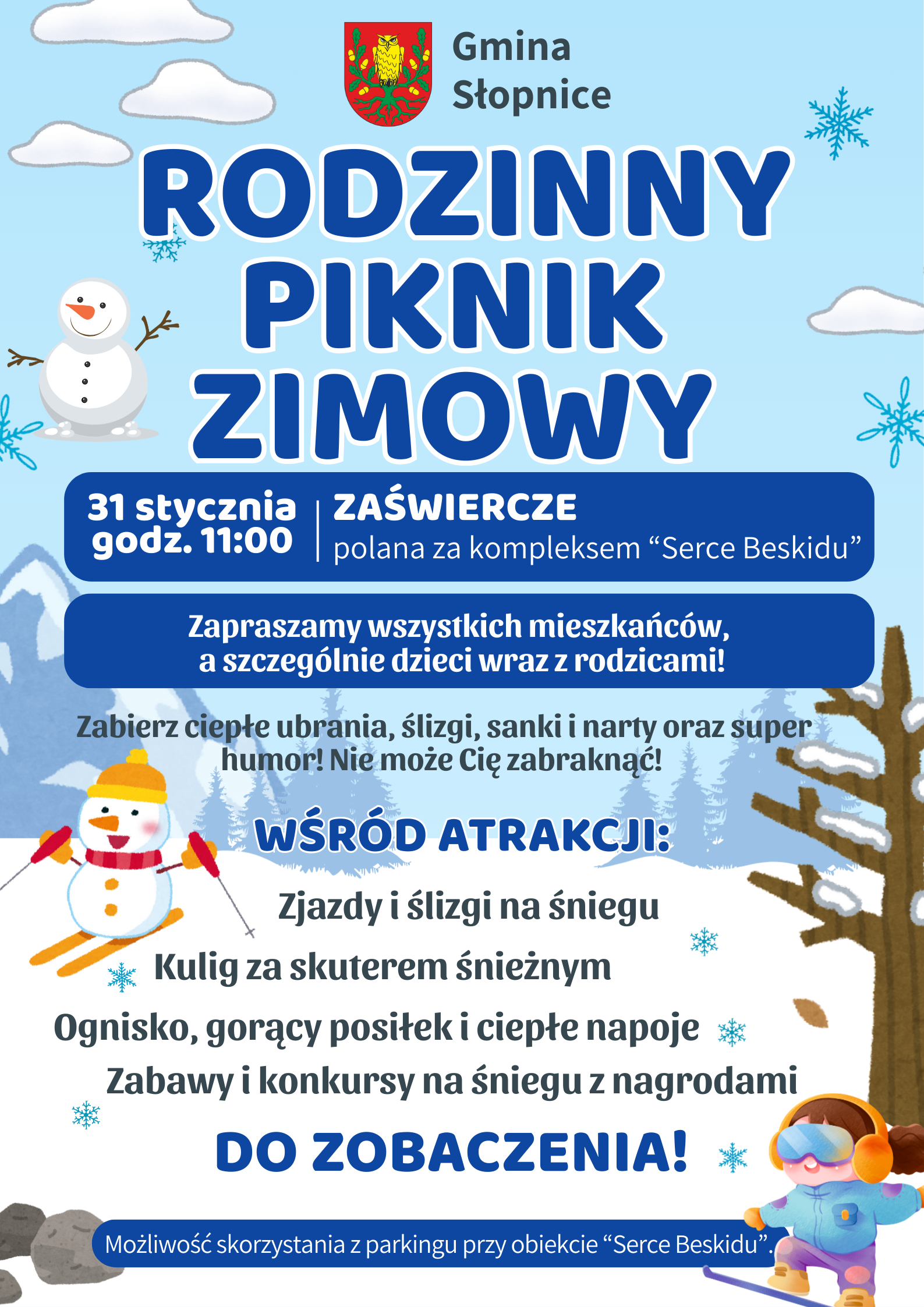 ZAPROSZENIE NA PIKNIK ZIMOWY